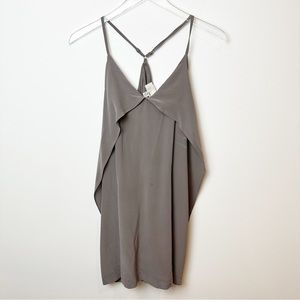Greylin | Gray Silk Overlay Back Cocoon Top